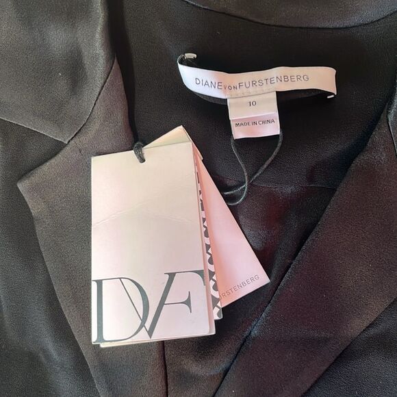 NWT Diane von Furstenberg | Black Seduction Mesh Side Collared Paneled Romper 10 - Picture 9 of 14